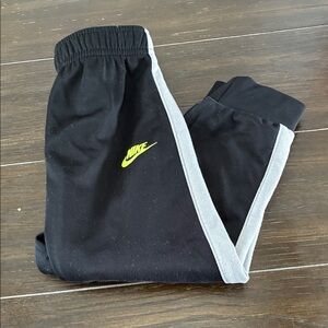 Nike Kids Black and Gray Joggers with Neon Logo